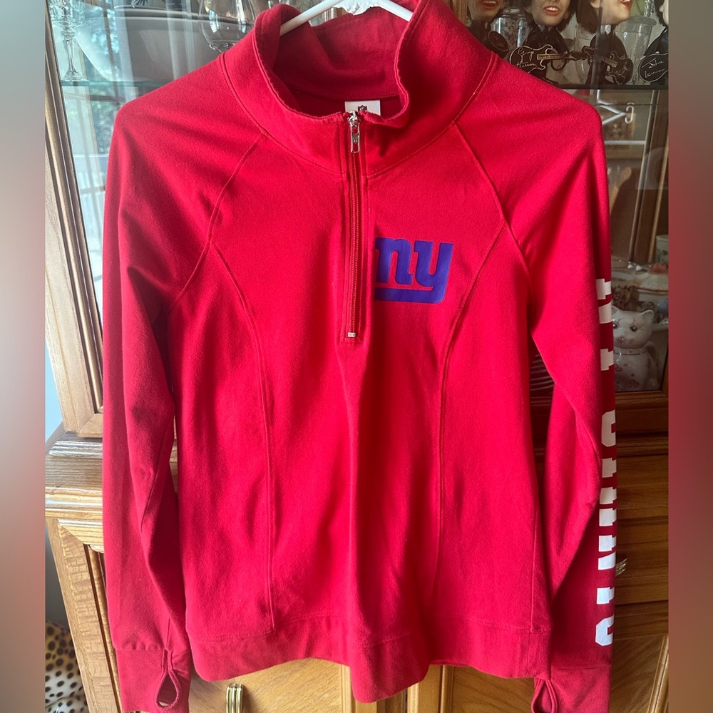 Victoria's Secret Red New York Giants Half-Zip Sweatshirt
